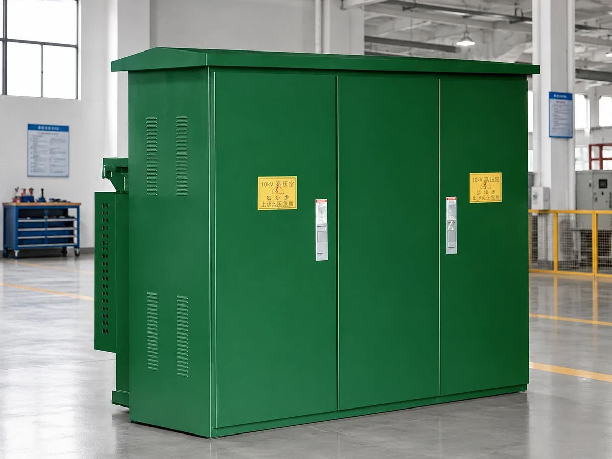 Pad-mounted distribution transformer in Huasheng manufacturing workshop