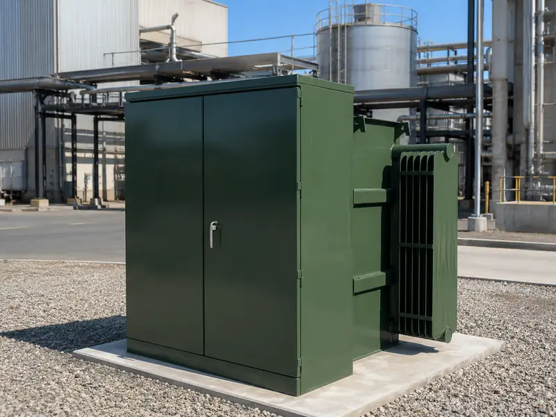 Pad mounted transformer for industrial facilities