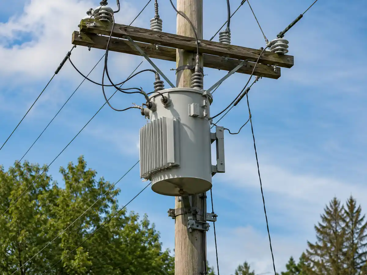 Utility grid distribution transformers in a power substation