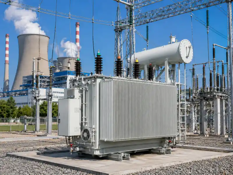 Power station transformer for grid connection