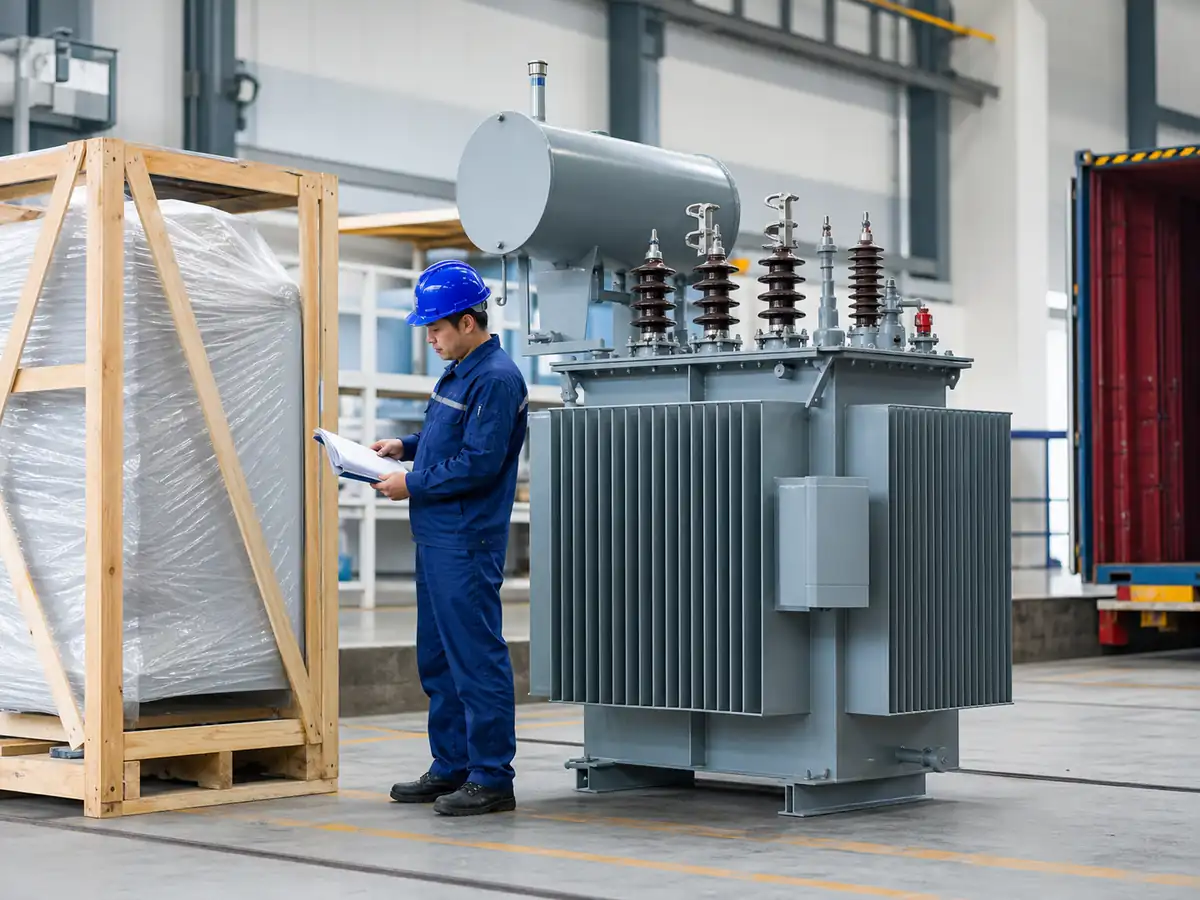Distribution transformer shipment preparation in factory
