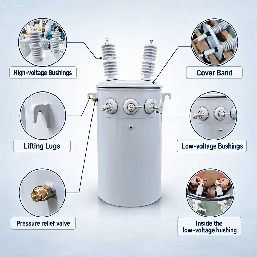 Single phase CON type pole mounted transformer