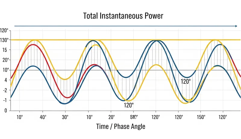 A graphical chart of three-phase voltage