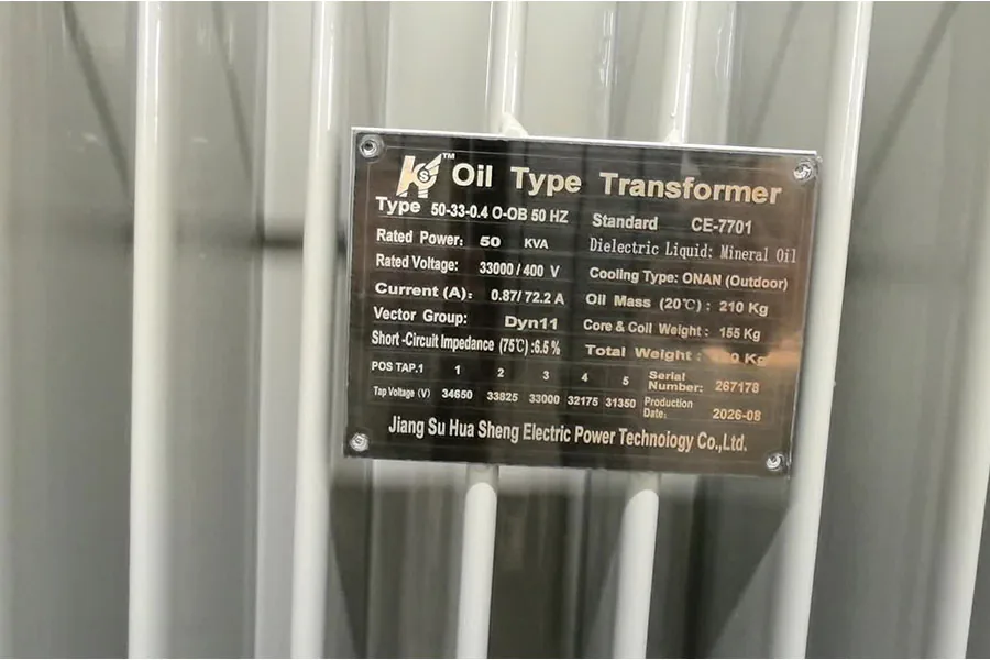 Kuwait Oil Type Transformer Nameplate