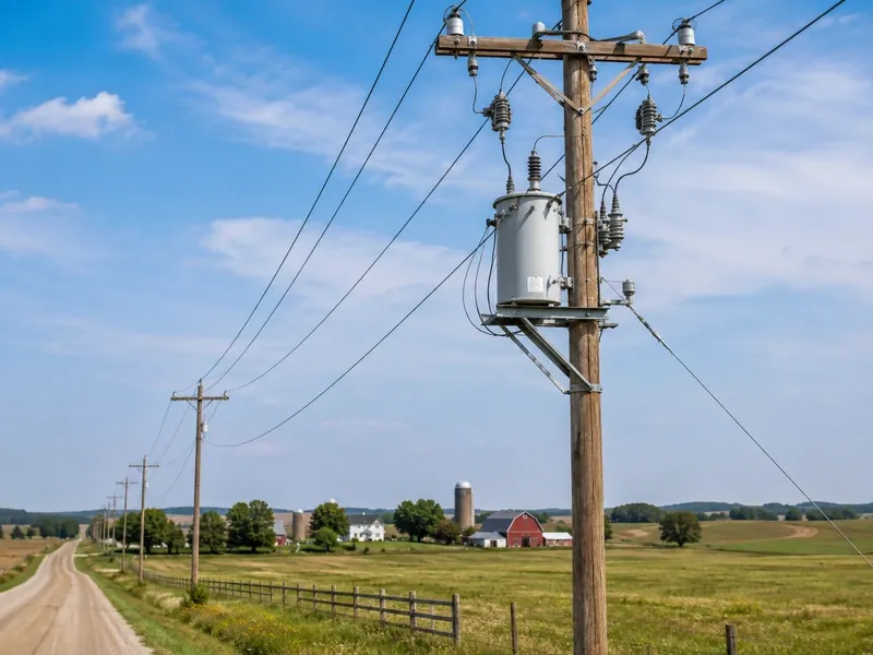 Overhead transformer serving a rural distribution network