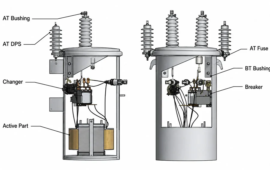 Single Phase TransformerStructural cross-sectiondiagram