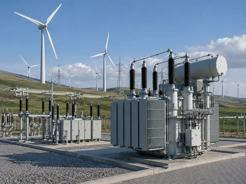 Power transformer for a wind farm grid connection