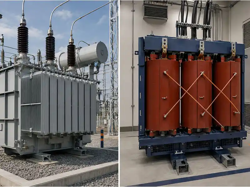 Oil immersed and dry type three phase transformers