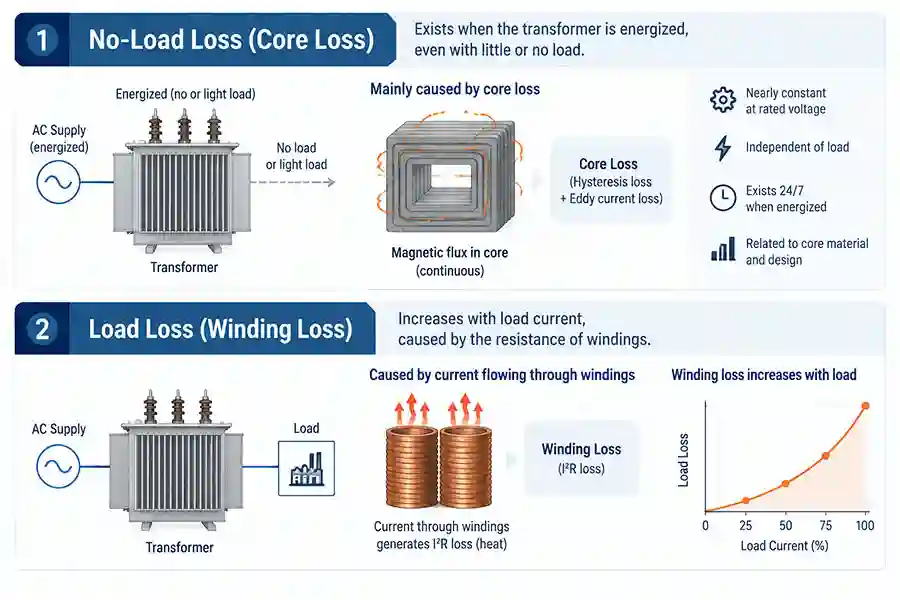 Transformer no-load loss and load loss explanation